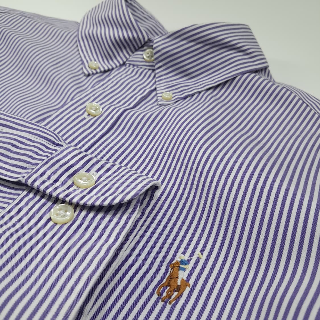 CL404 L 폴로 코튼 뱅갈스트라이프 멀티포니 퍼플 셔츠 남방 상품이미지4