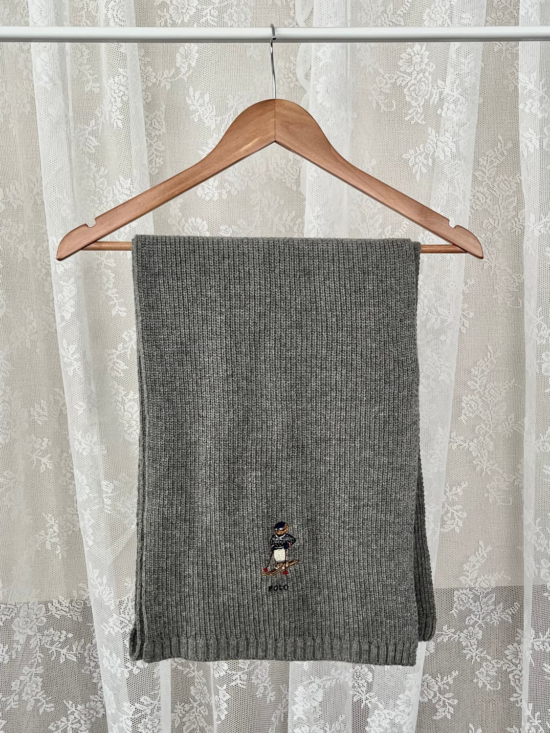 폴로 랄프로렌 폴로 베어 니트 머플러 그레이 상품이미지2