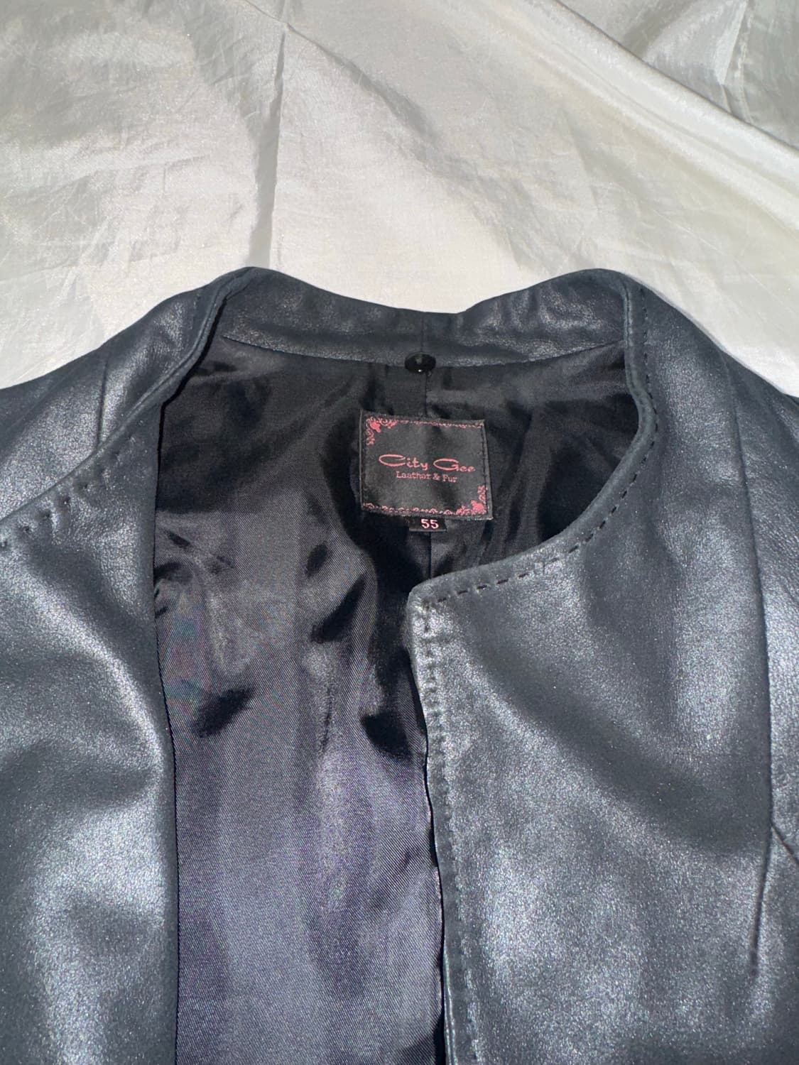 00s Gold button slim leather jacket 상품이미지4