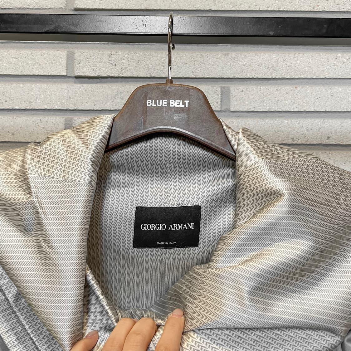 조르지오 아르마니 자켓 빅카라 실크안감 허리 스트링 디테일 그레이 그레이 상품이미지6