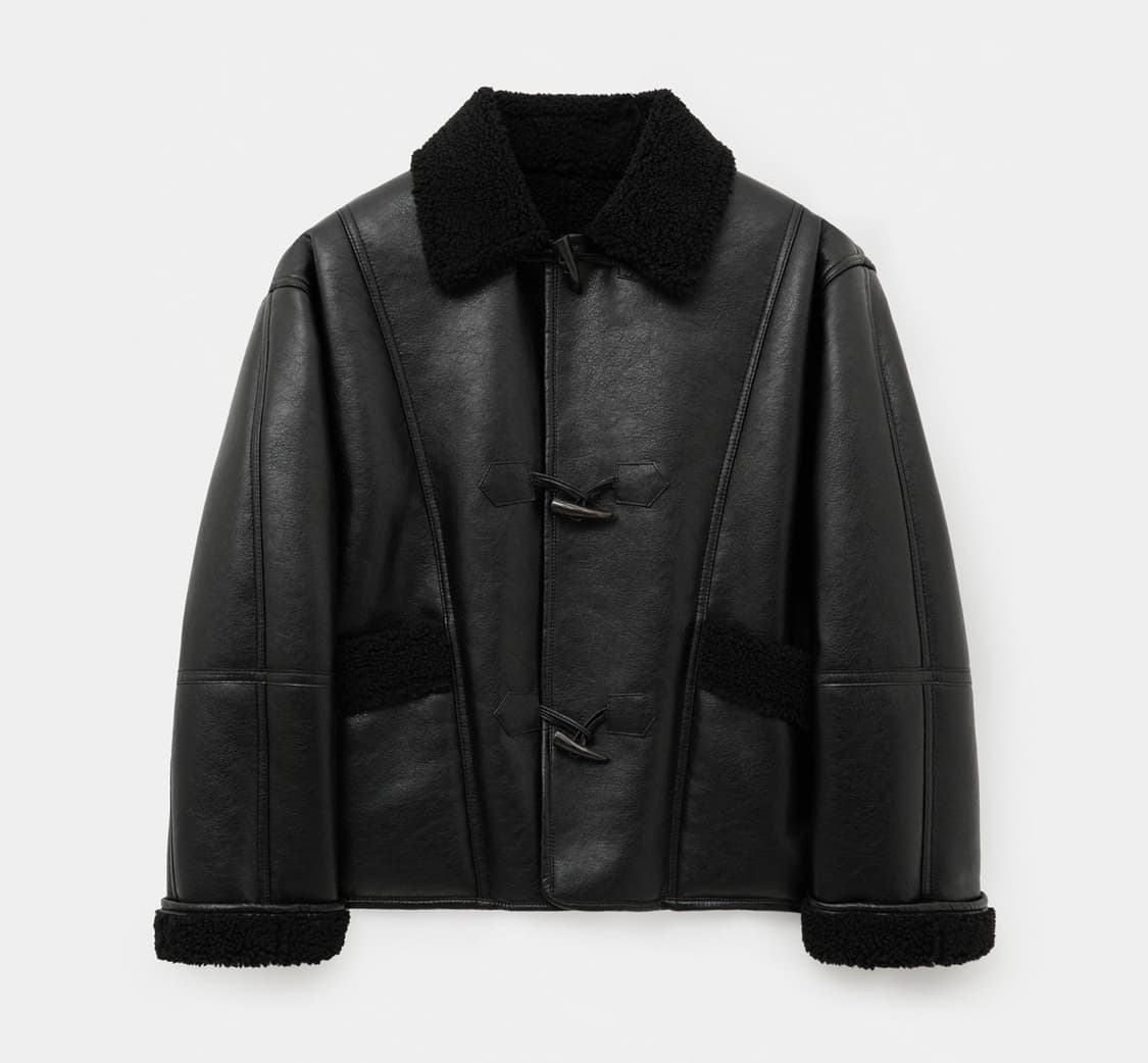 헬레네파리스 오버핏 레더 토글 버튼 무스탕 상품이미지1