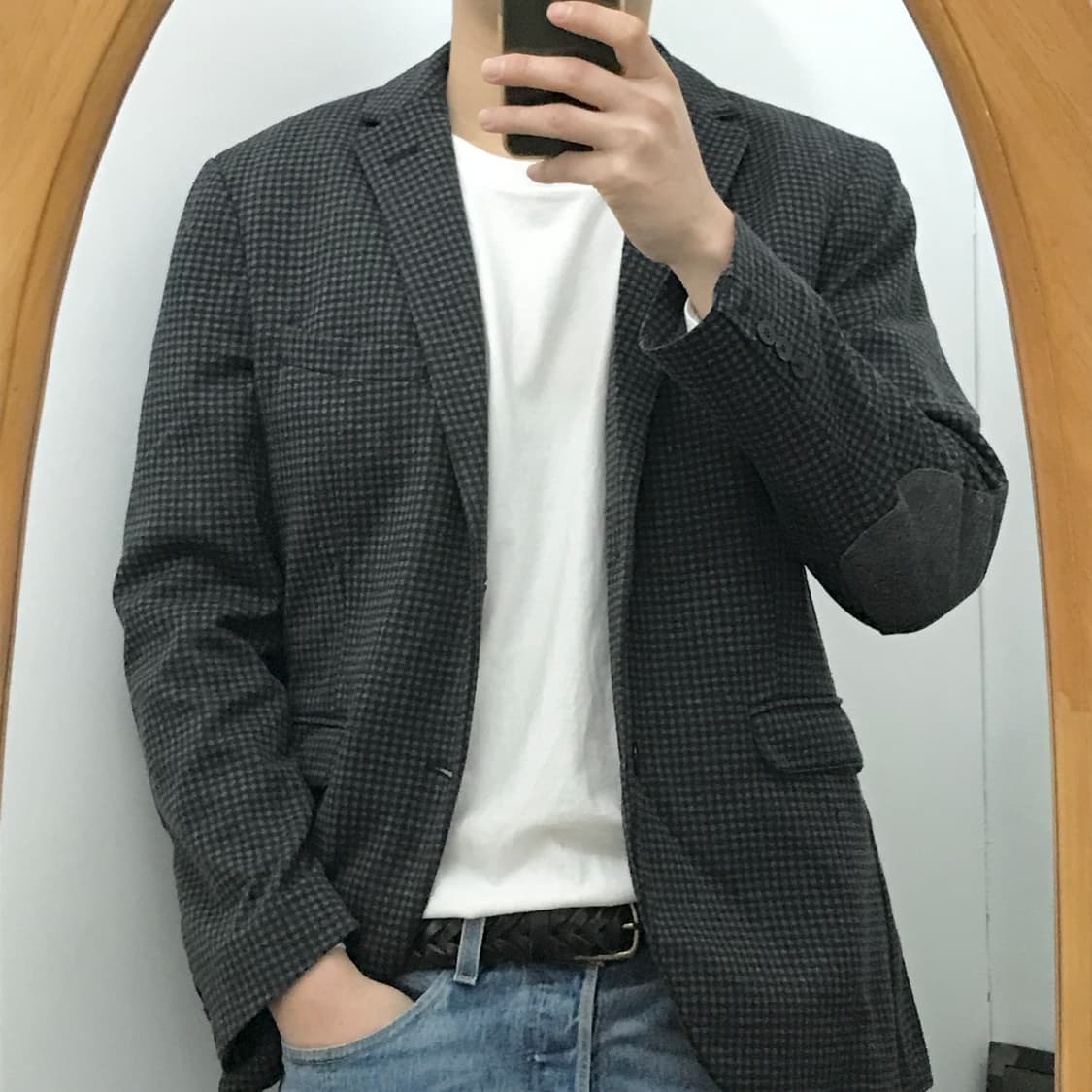 자라 차콜 그레이 깅엄 체크 투버튼 자켓 블레이저 남성 105 사이즈 상품이미지7