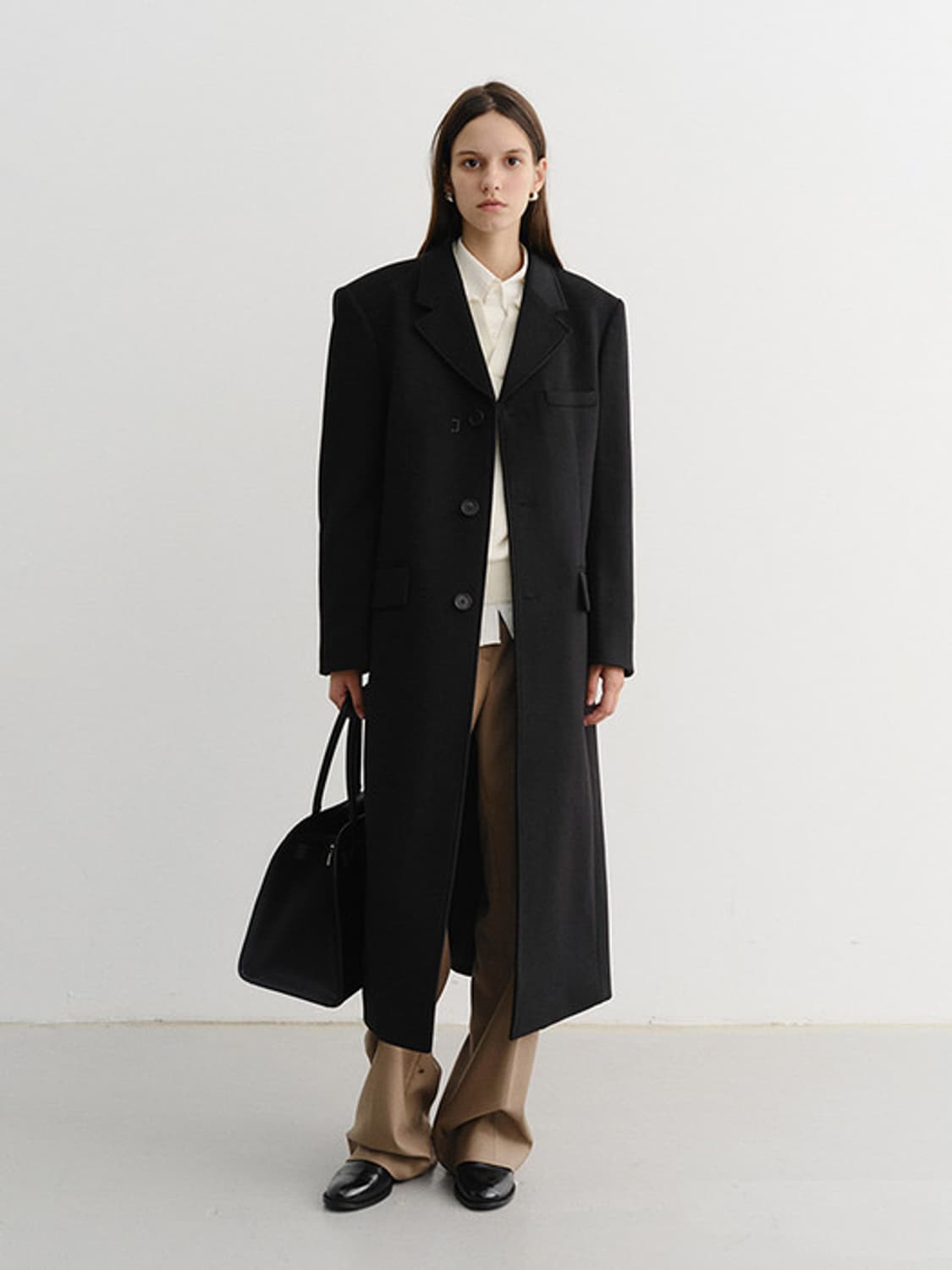 던스트 캐시미어 울 롱코트 블랙 상품이미지1