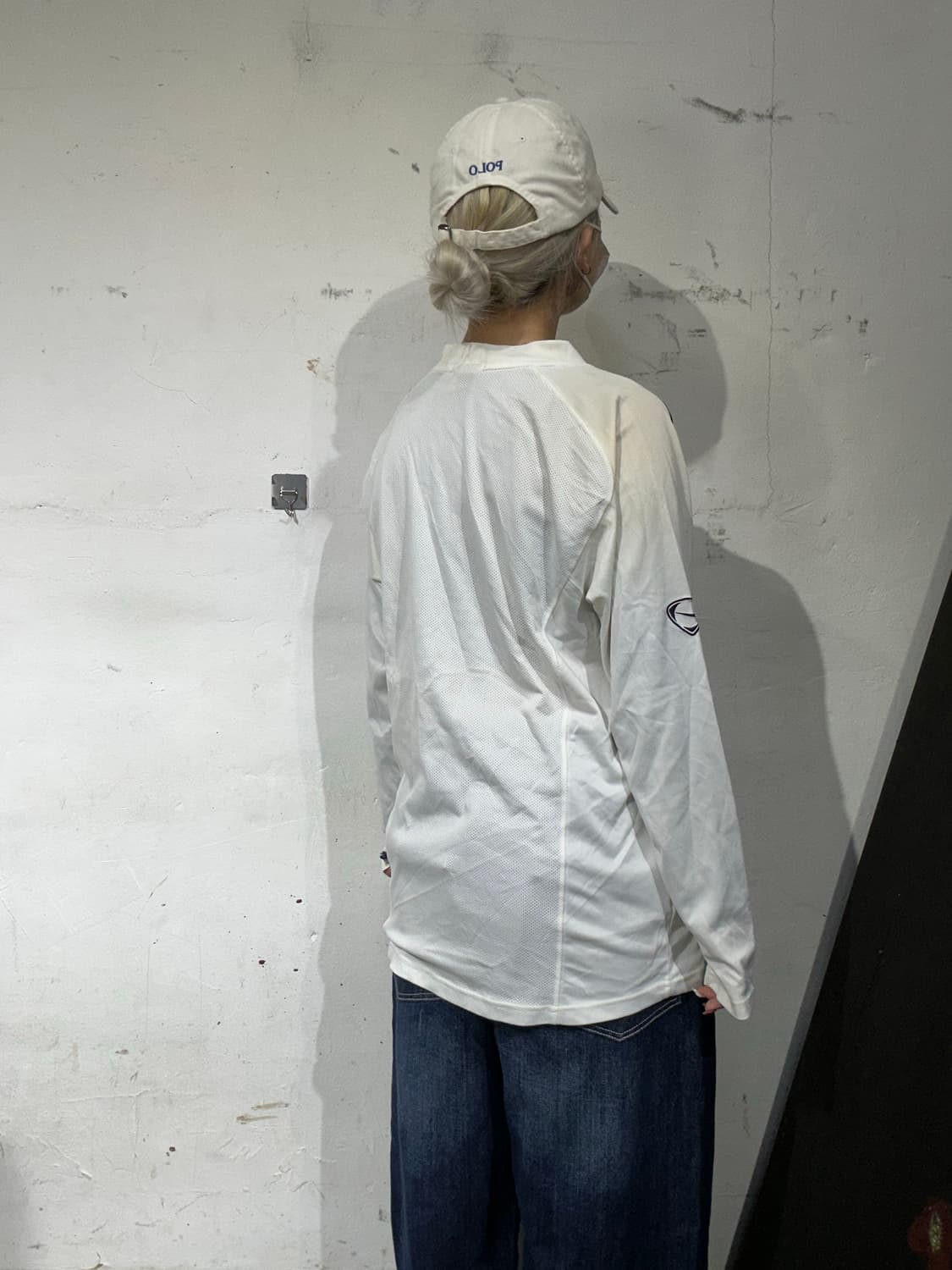 나이키 아이보리 미드 스우시 빅 로고 웜업 스웻 셔츠 맨투맨 M 상품이미지3