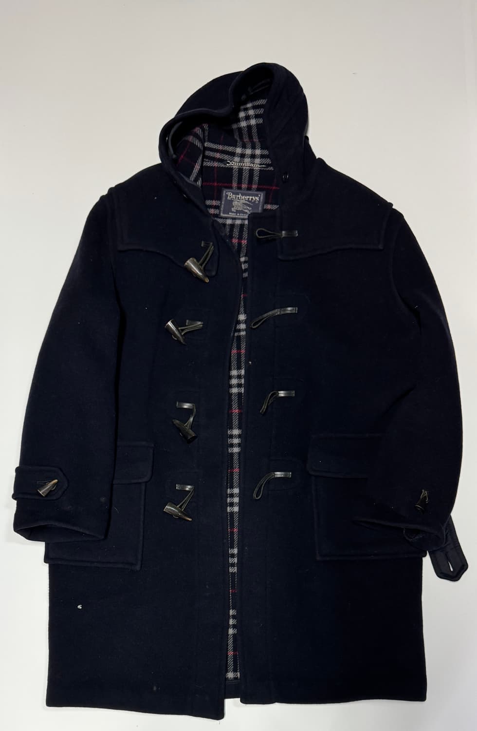 정품! 버버리 런던 떡볶이 더플 후드 코트 네이비 남녀공용 상품이미지1