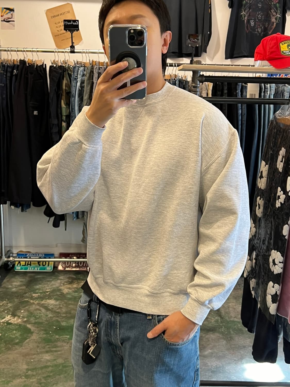 90's [XL] 러셀 애슬레틱 빈티지 맨투맨 그레이 무지 크루넥 스웨트 상품이미지2