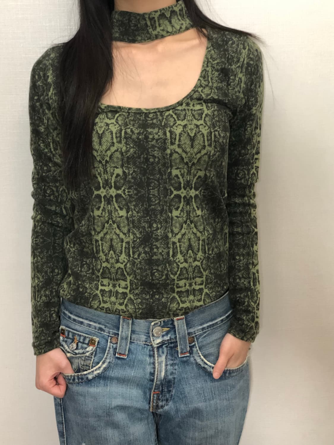 빈티지 그린 파이톤 탑 상품이미지7