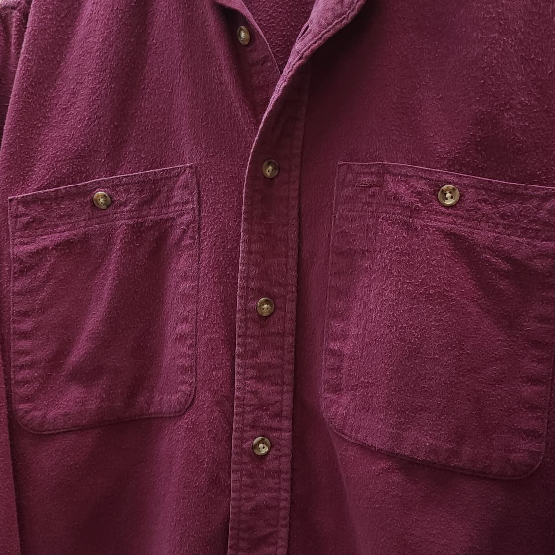 90s 엘엘빈 워크셔츠 헤비코튼 투포켓 샤모아 셔츠 퍼플 라이트 L 상품이미지5