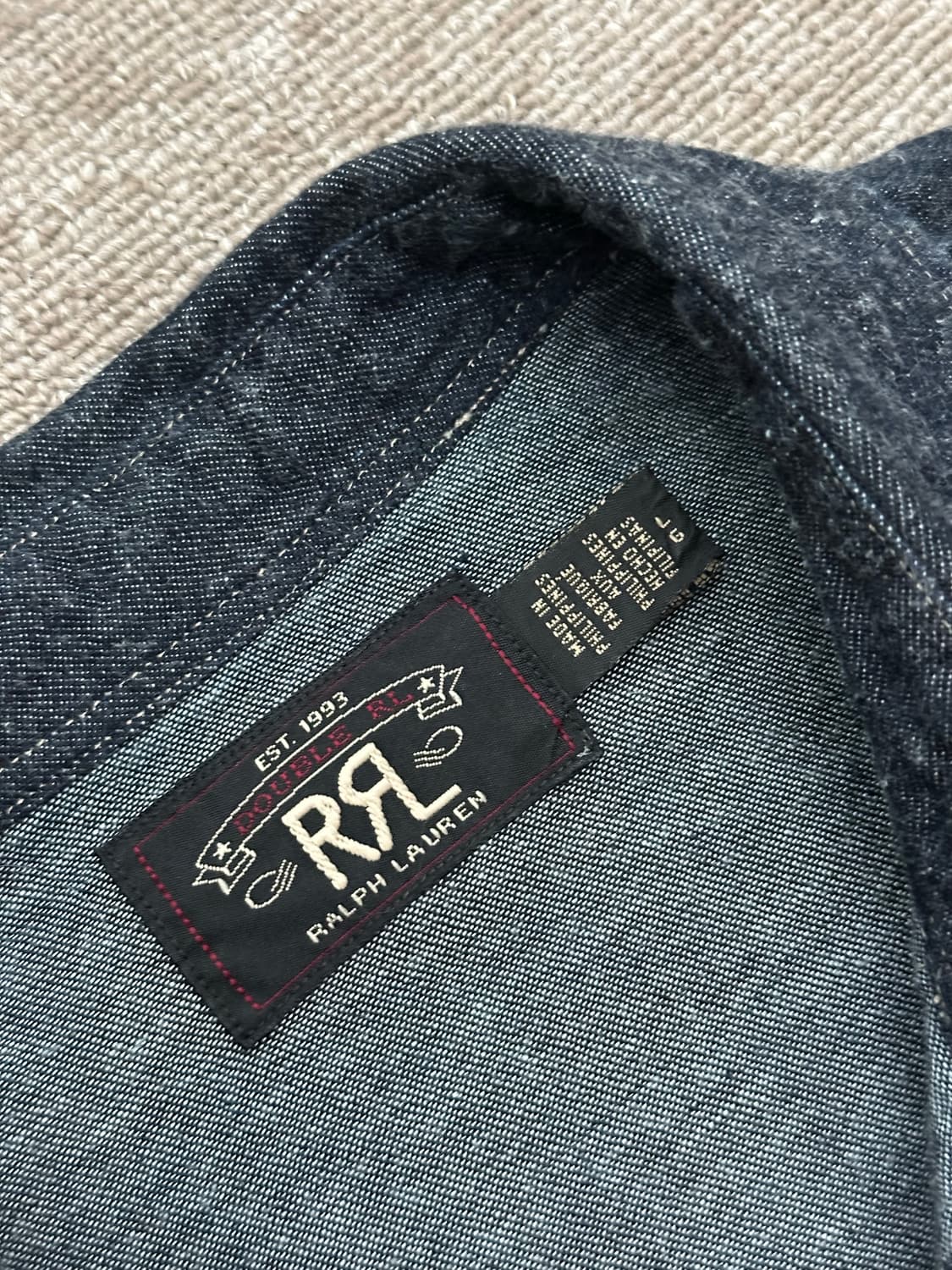 rrl 슬림핏 웨스턴 데님셔츠 L 상품이미지4