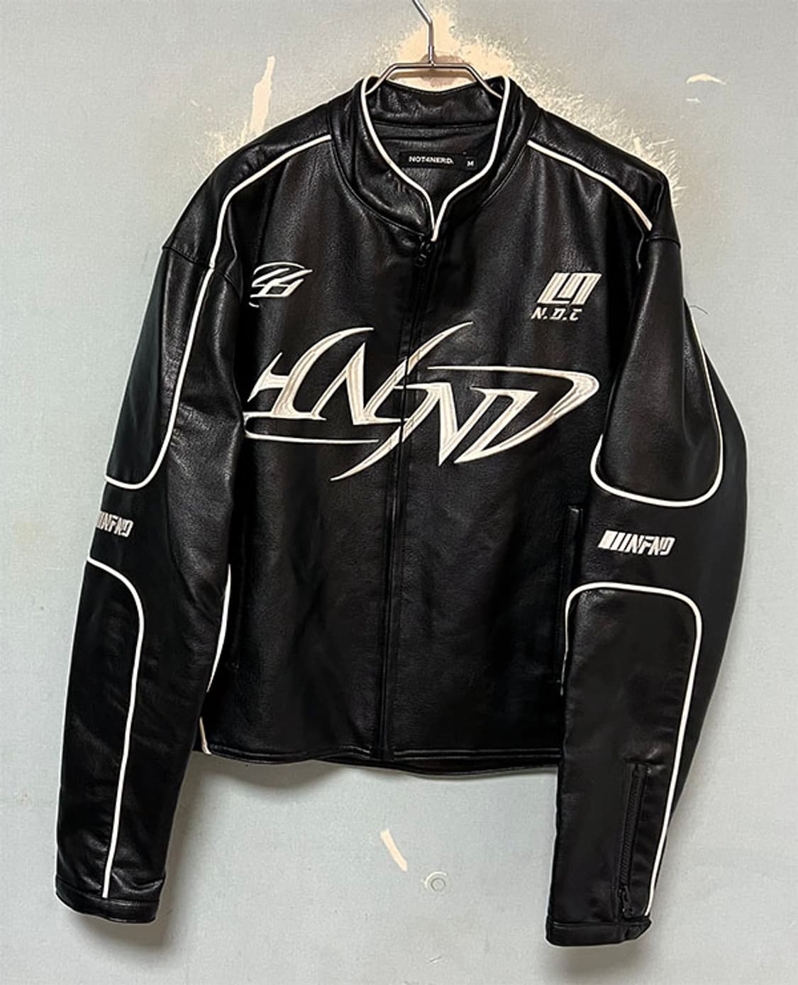 낫포너드 레이싱 크롭 레더자켓 남자 캐주얼 스트릿 오버핏 M 95-100 상품이미지1