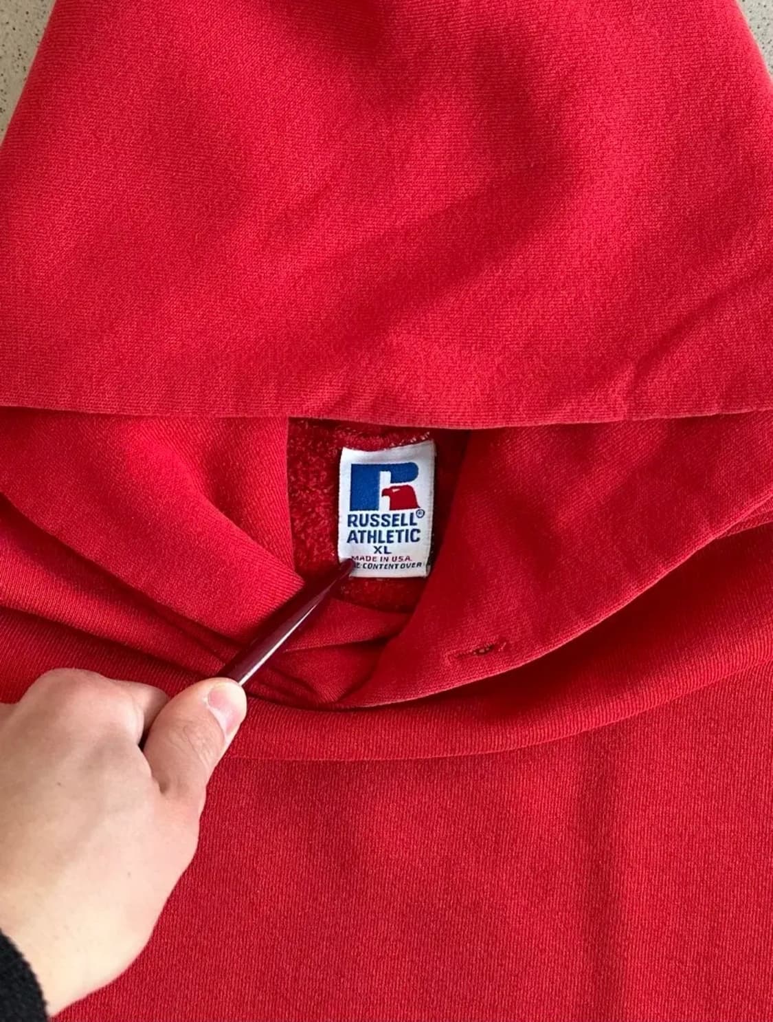 90s 빈티지 러셀 후드 레드 XL USA 상품이미지6