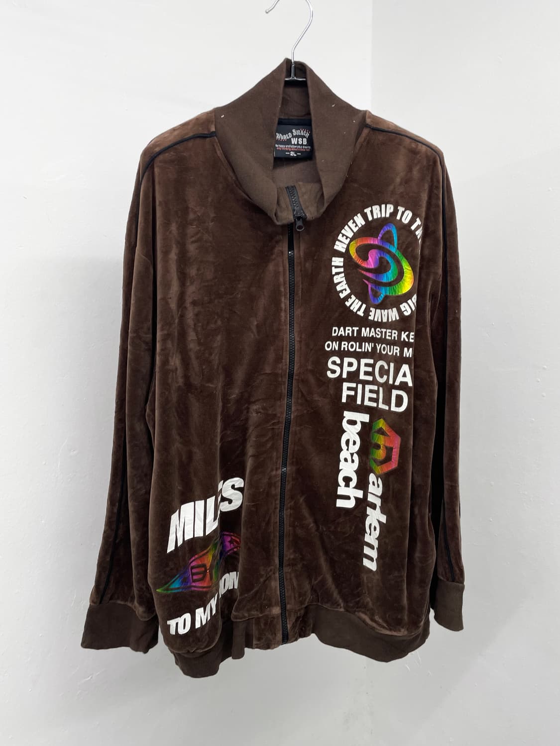 y2k 레터링 벨로아 루즈 집업 상품이미지6