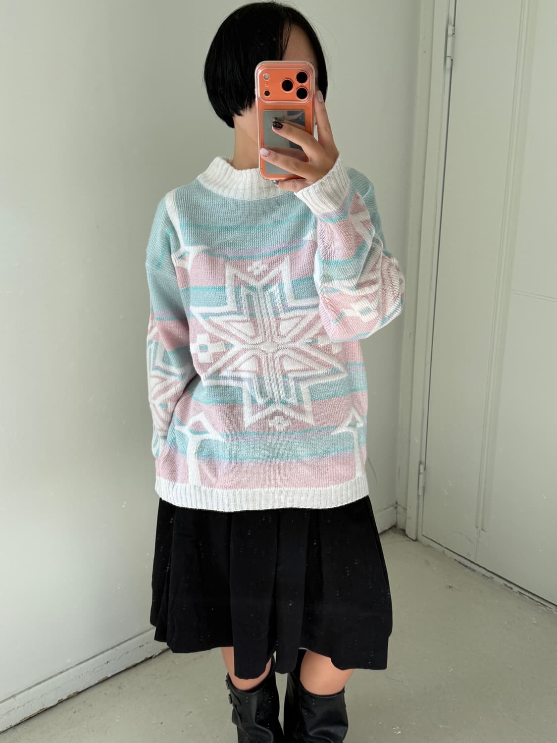 일본빈티지 파스텔 눈꽃 빈티지스웨터 상품이미지1