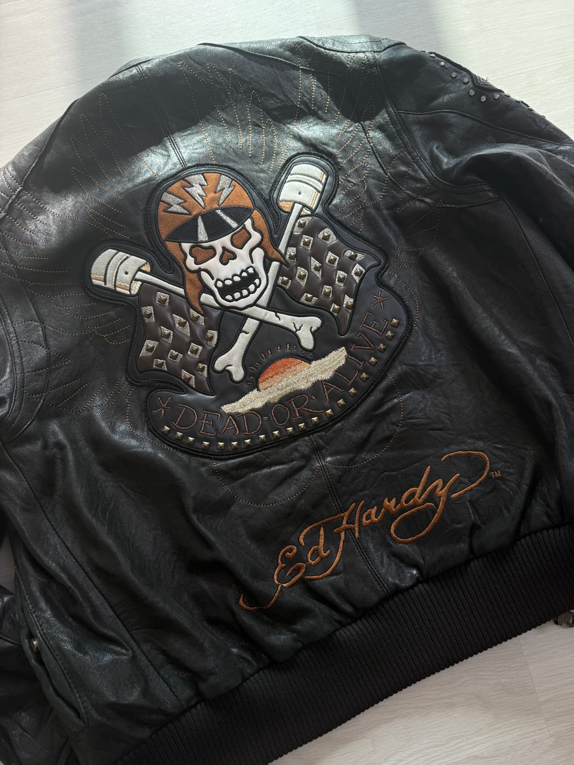 에드하디 아비렉스 Ed Hardy Avirex 콜라보 레더 자켓  상품이미지3