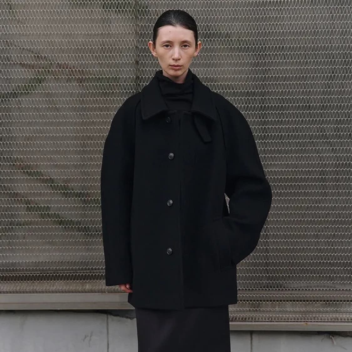 rrace 레이스 울 발마칸 자켓 코트 블랙 상품이미지3