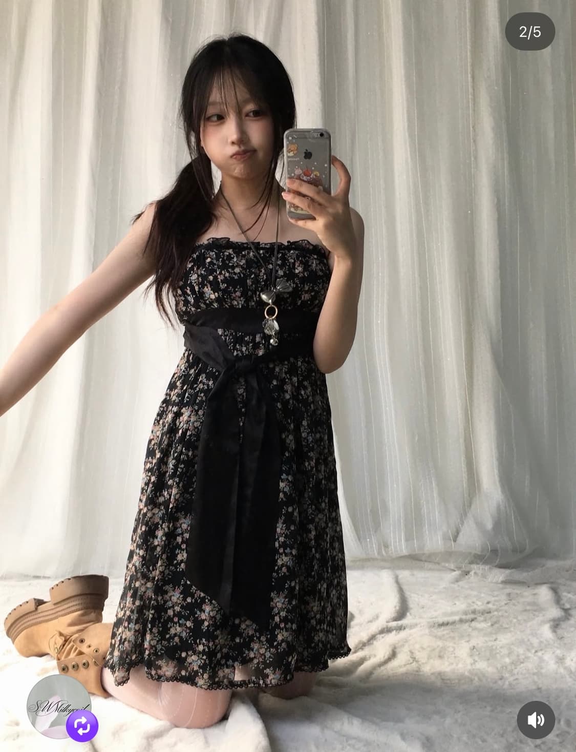 빈티지 세실맥비 플라워 오픈숄더 원피스 코디세트 상품이미지2