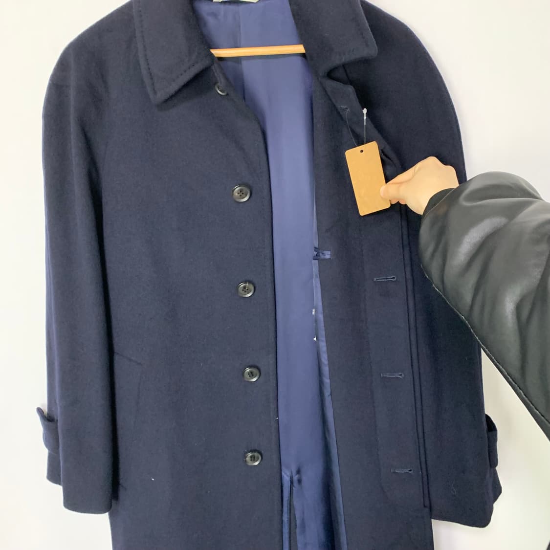 지방시 캐시미어 100% 빈티지 롱 코트 네이비 44 상품이미지5