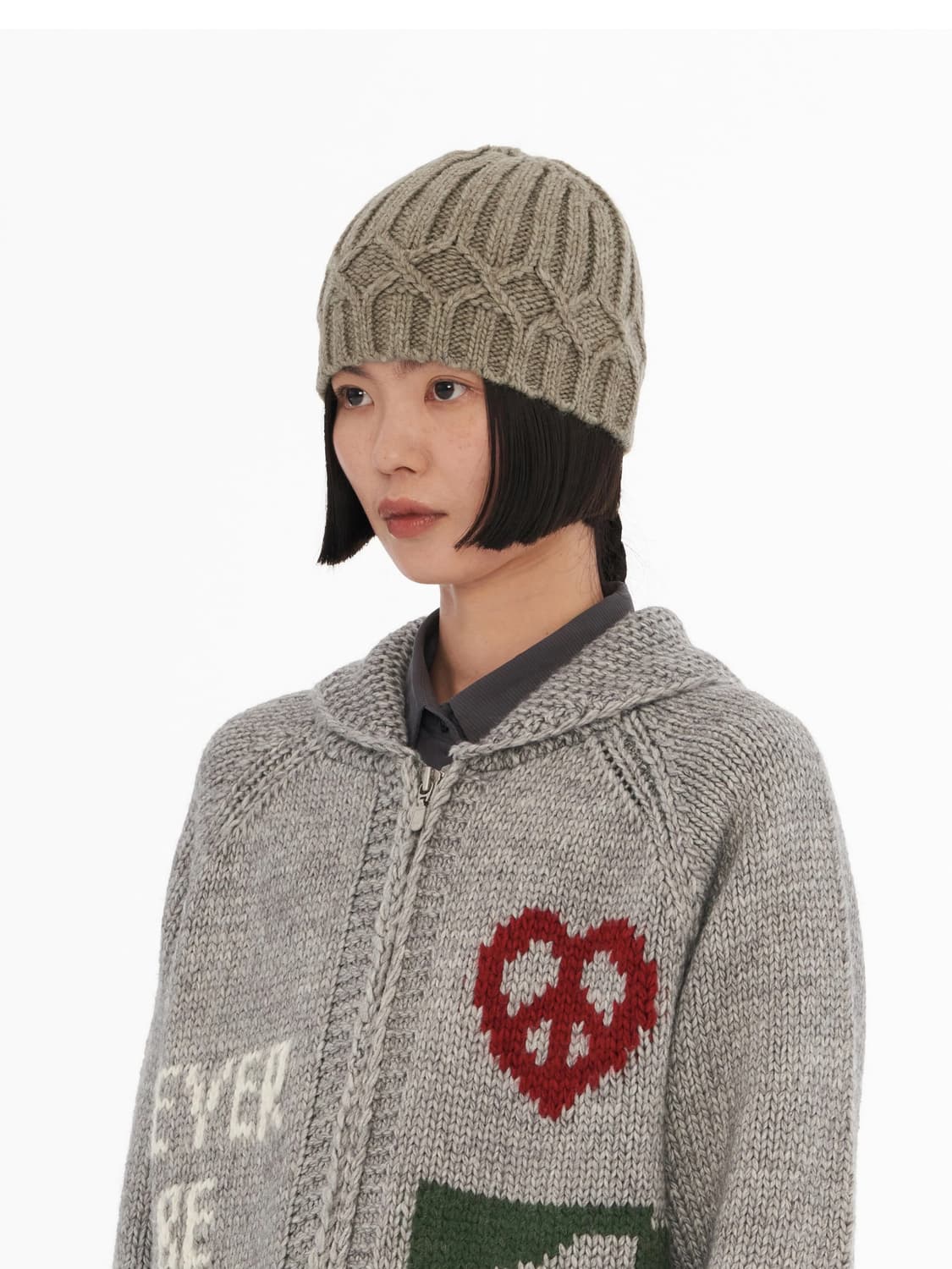 웰빙익스프레스) 새상품 Wool Crochet 비니 오트밀 상품이미지1