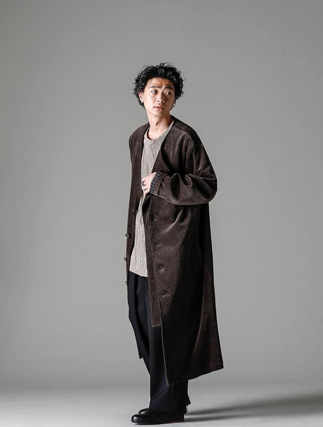 요지 야마모토 뿌르옴므 22aw 아방가르드 코듀로이 이중 코트 상품이미지2