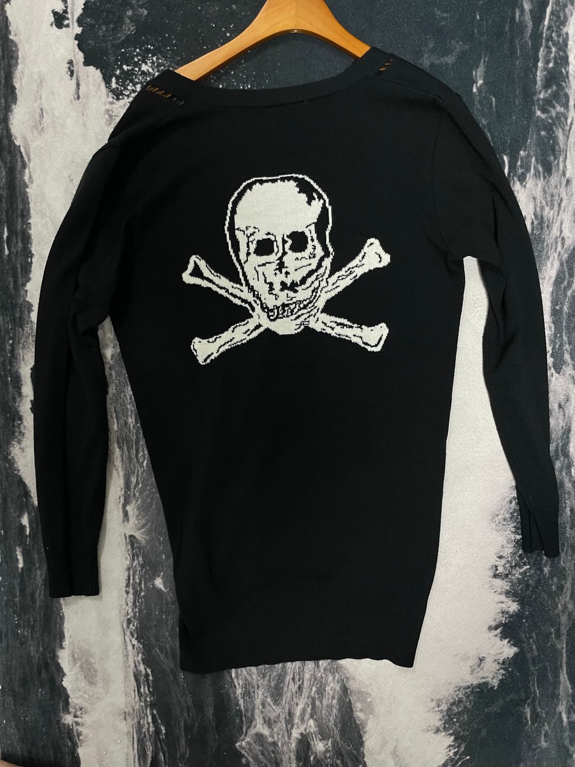 코데즈 컴바인 스컬 데미지 니트 가디건 상품이미지2