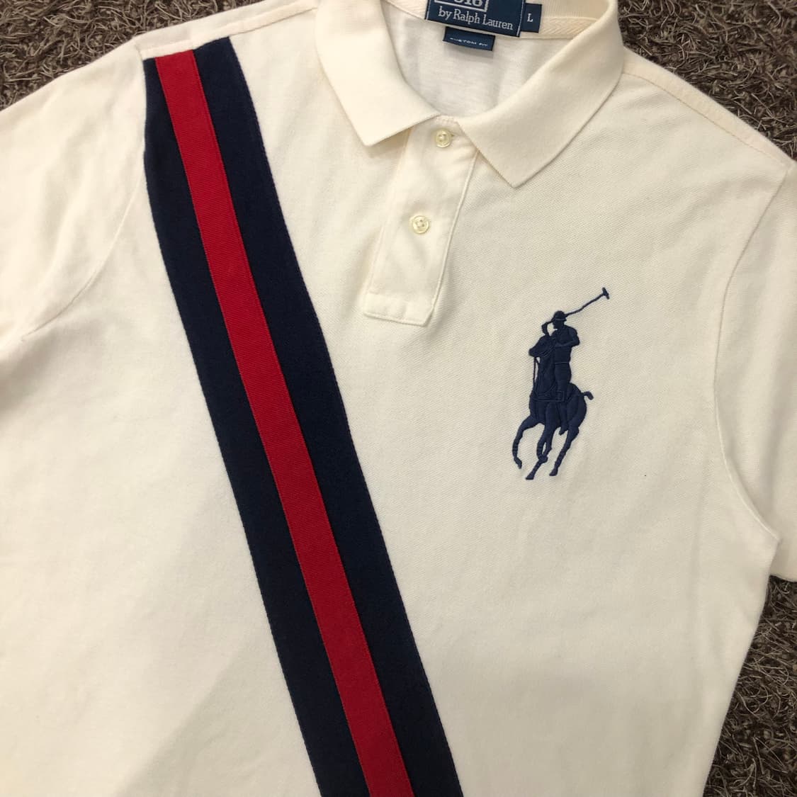 L 폴로 랄프로렌 빅포니 화이트 카라 반팔 티셔츠 상품이미지2