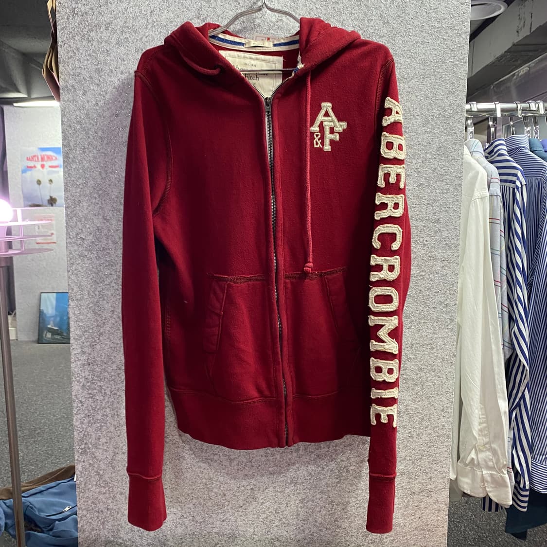 아베크롬비 앤 피치 암로고 버건디 후드집업 B4609 상품이미지2