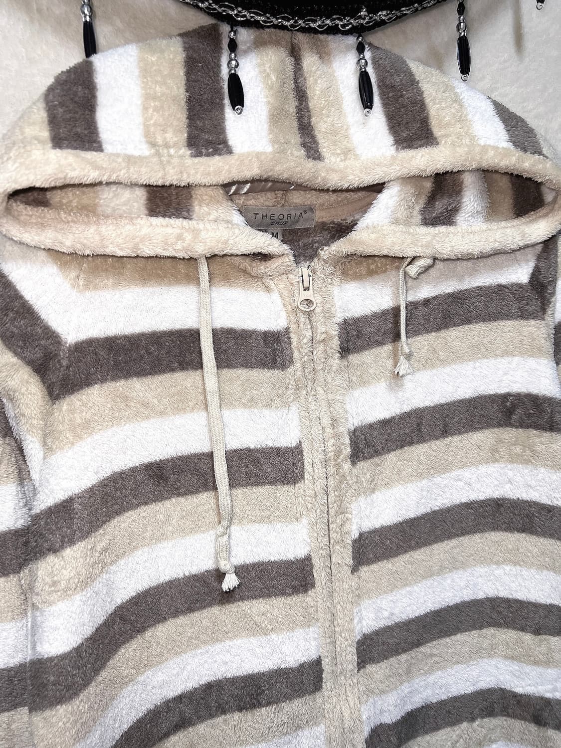 라떼갸루 리락쿠마 스트라이프 후리스 후드집업 룸웨어 홈 잠옷 러블리 핀터 상품이미지9