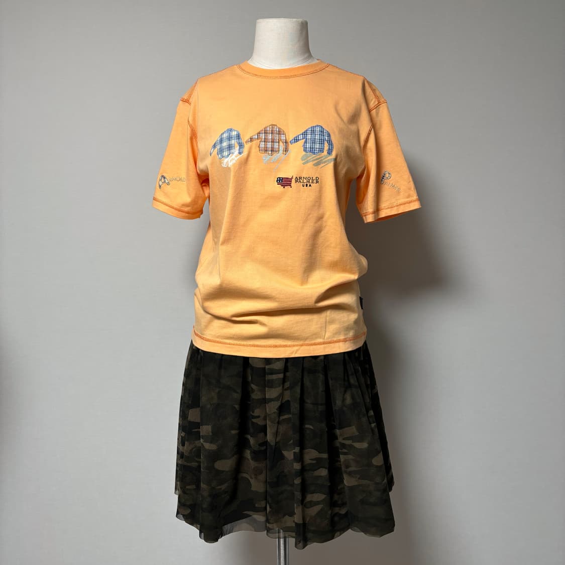 빈티지 자수 포인트 라이트 오렌지 반팔티 상품이미지10