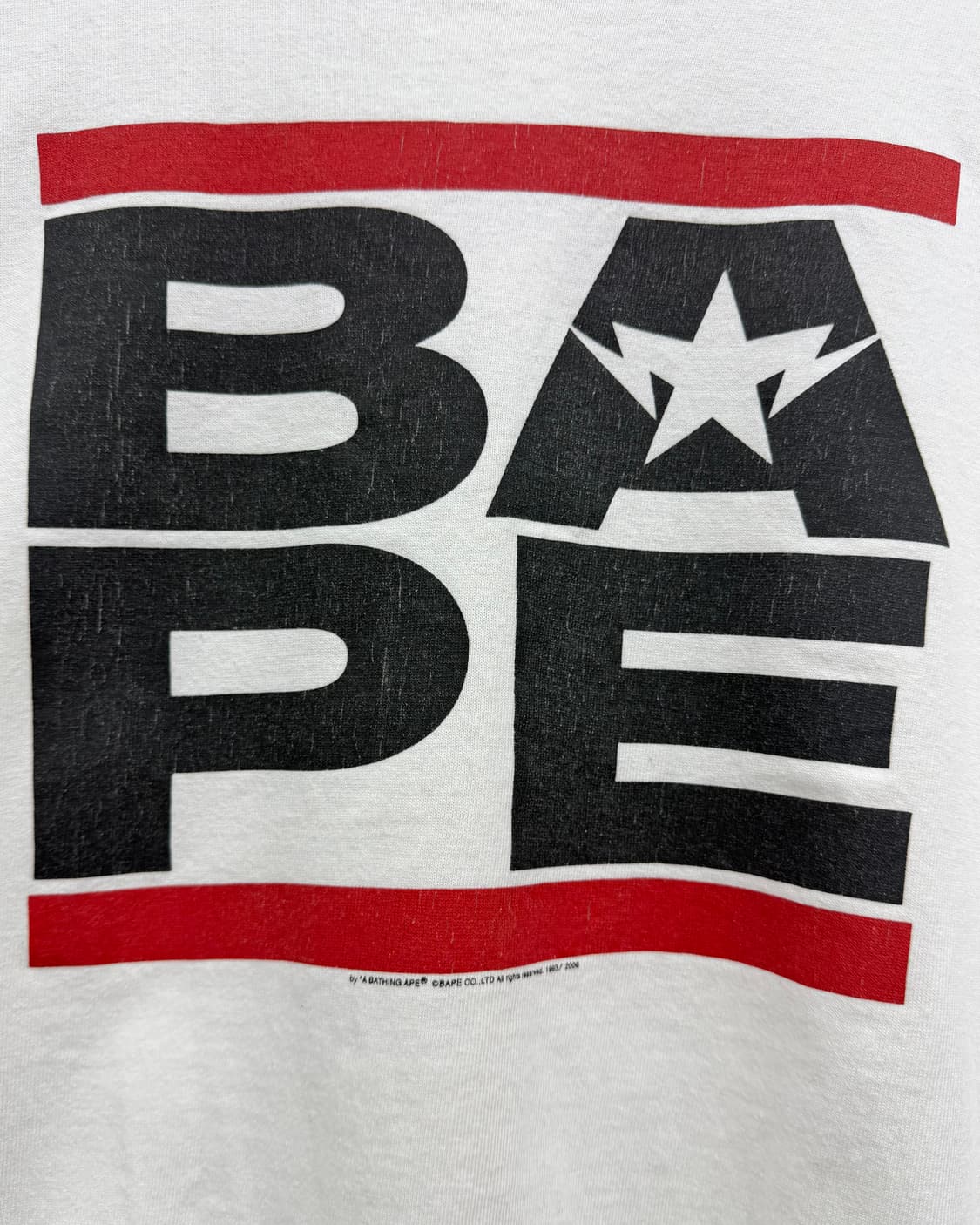 베이프 00s BAPE 로고 반팔 티셔츠 화이트 상품이미지4