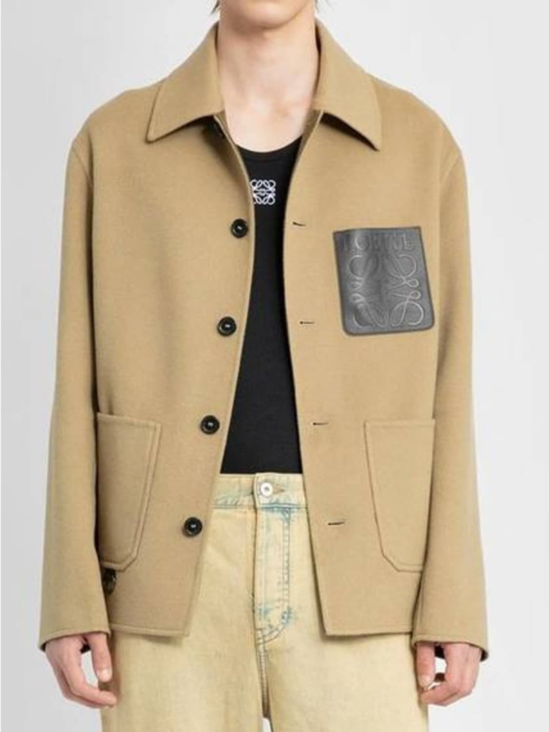 [400만원대]로에베 캐시미어 레더 아나그램 셔츠형 자켓 팔아요 상품이미지1