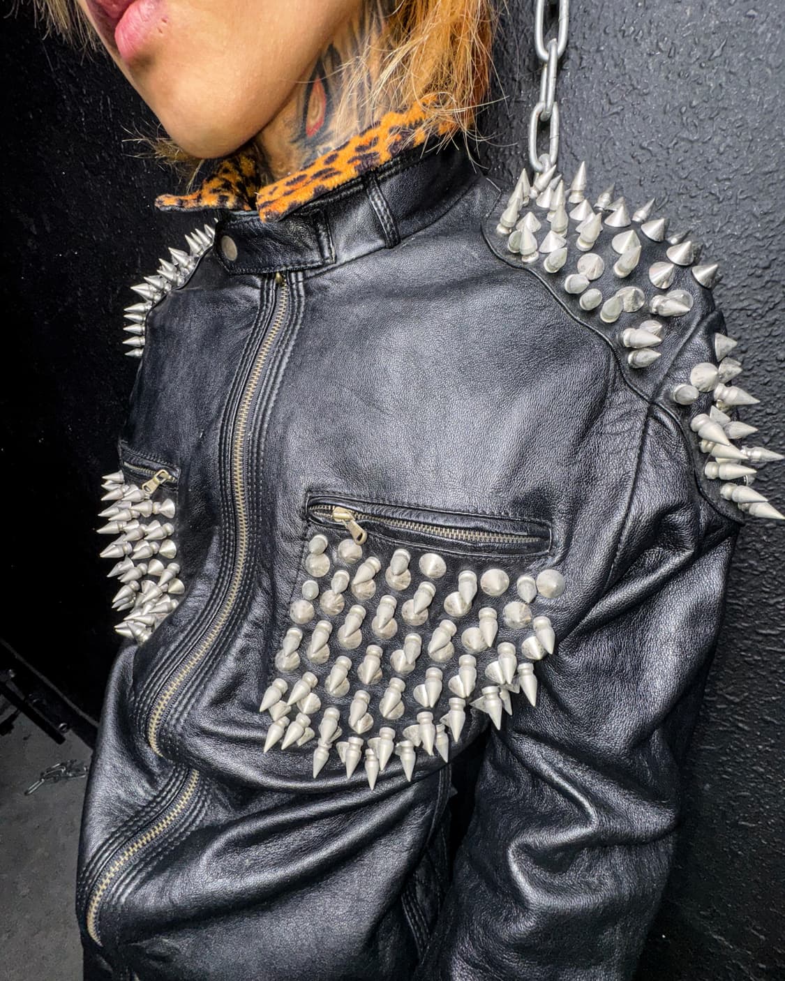 Studded Leather Punk Jacket 상품이미지7