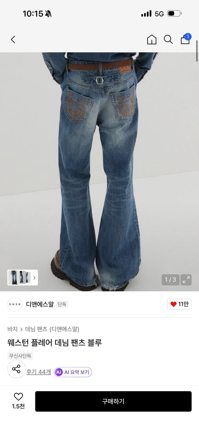 [DNSR] 웨스턴 플레어 데님 팬츠 상품이미지1