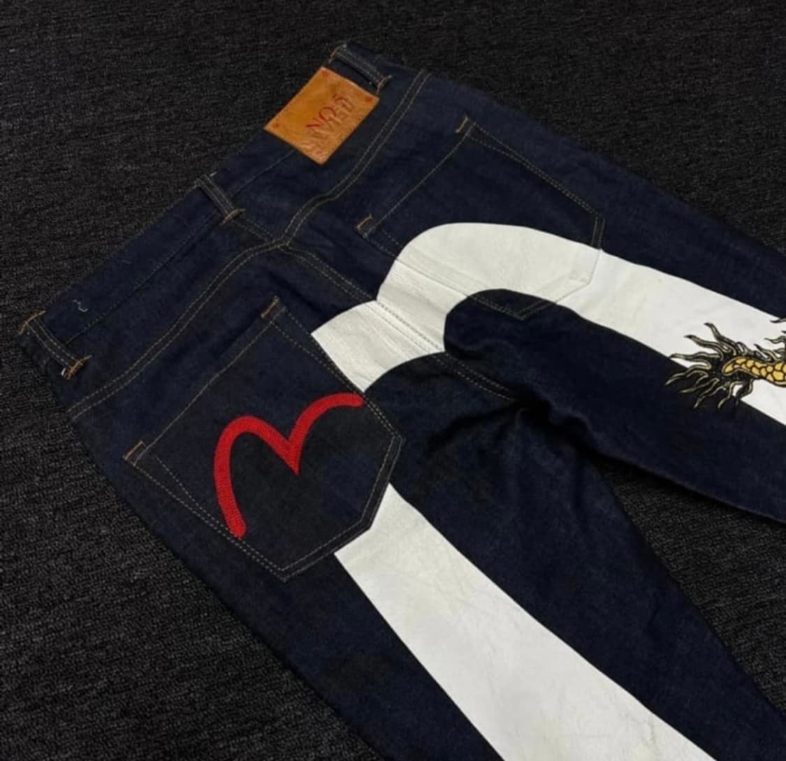 에비수 백로고 데님 자수 팬츠 상품이미지2