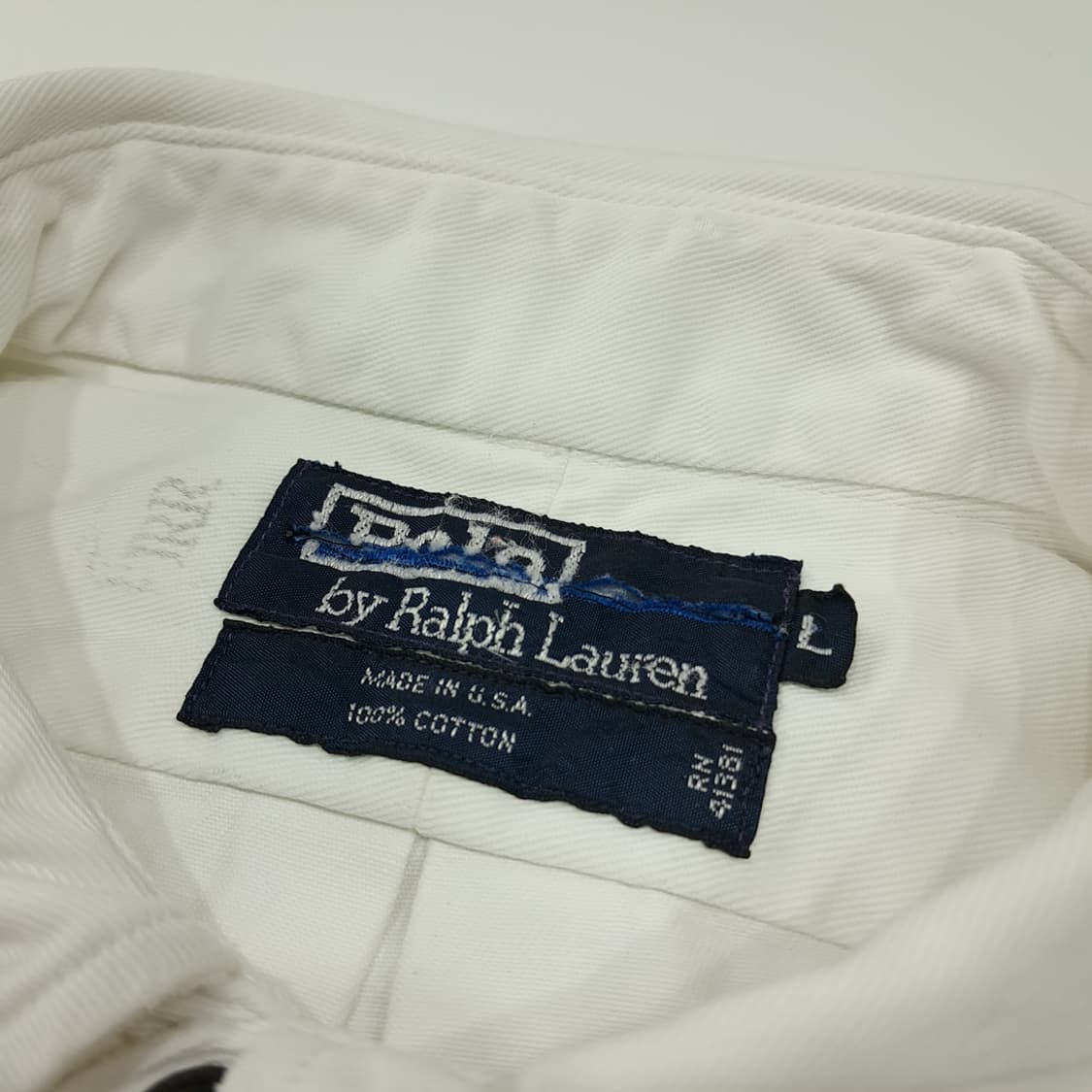 CL582 L 폴로 90s 미국판 코튼 트윌 플랩포켓 화이트 셔츠 남방 상품이미지3