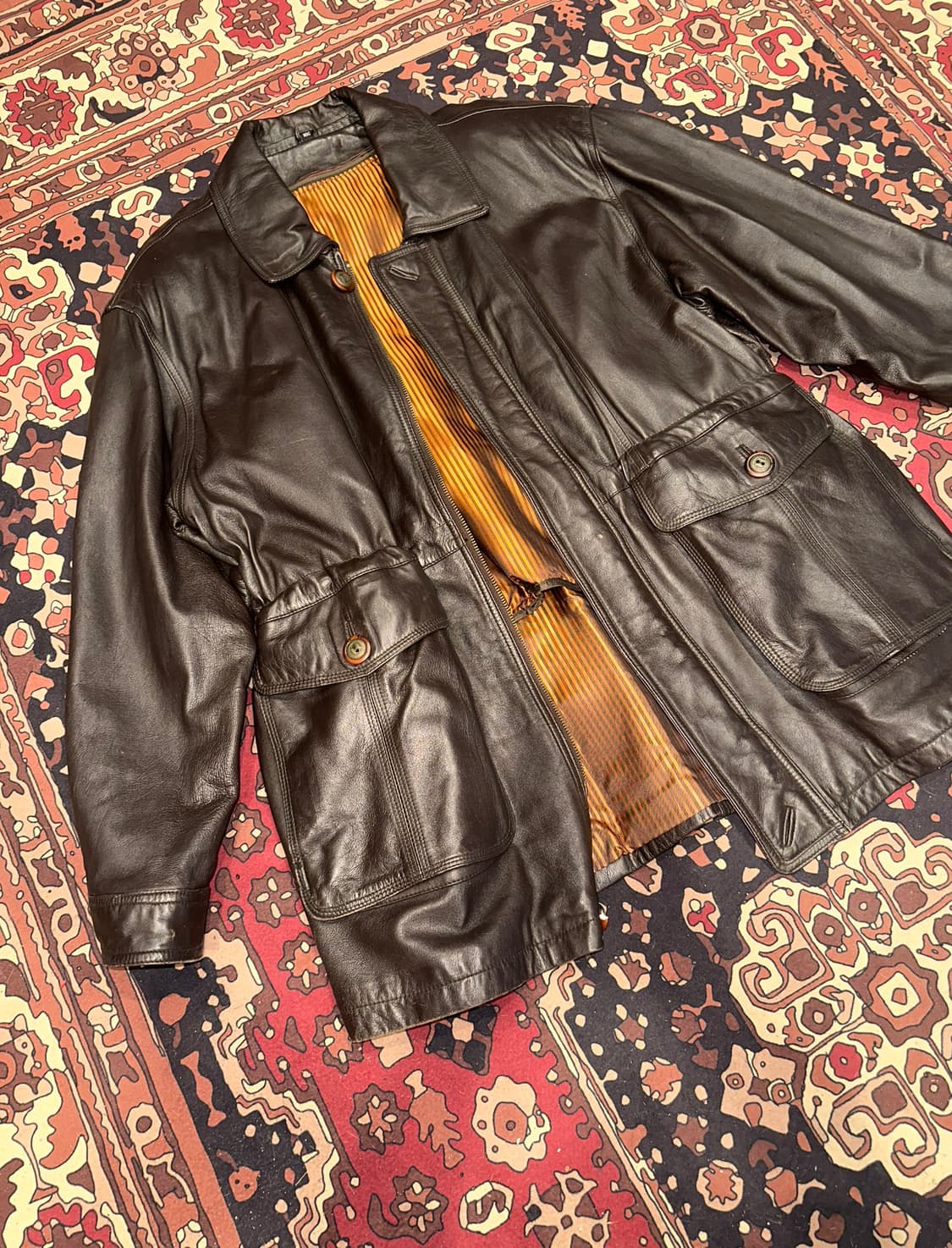 ( L-XL ) 가죽자켓 레더자켓 가죽카코트 가죽롱자켓 가죽롱 밀리터리 상품이미지5