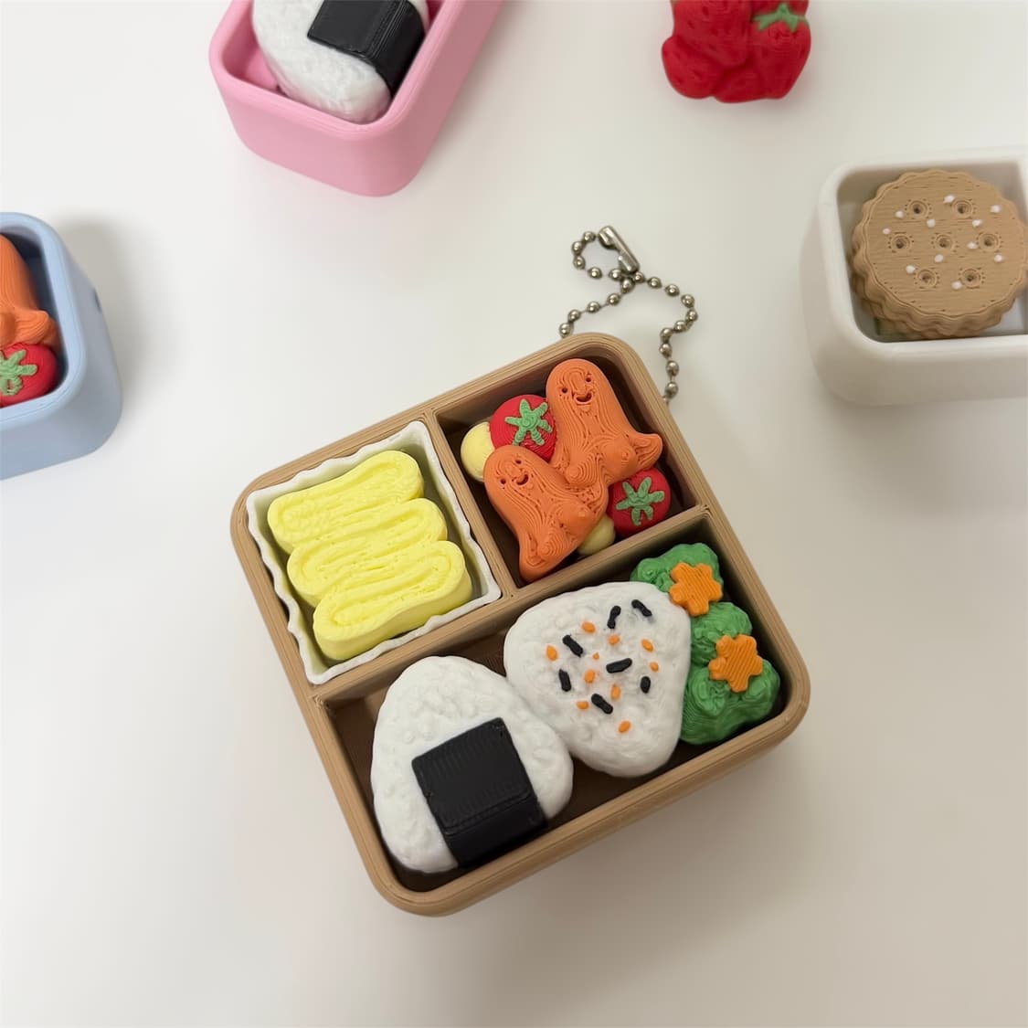 도시락 3구 클리커 클릭커 키캡 키링 피젯토이 상품이미지1