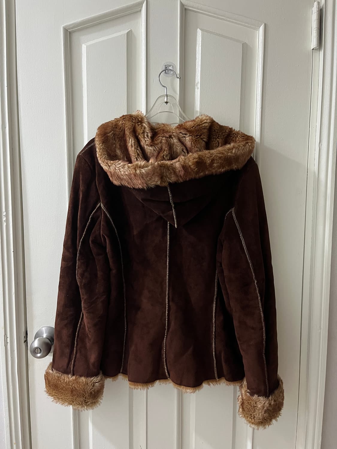 게스 시어링 빈티지 후드 하프 스웨이드 퍼 무스탕 코트 자켓 상품이미지2