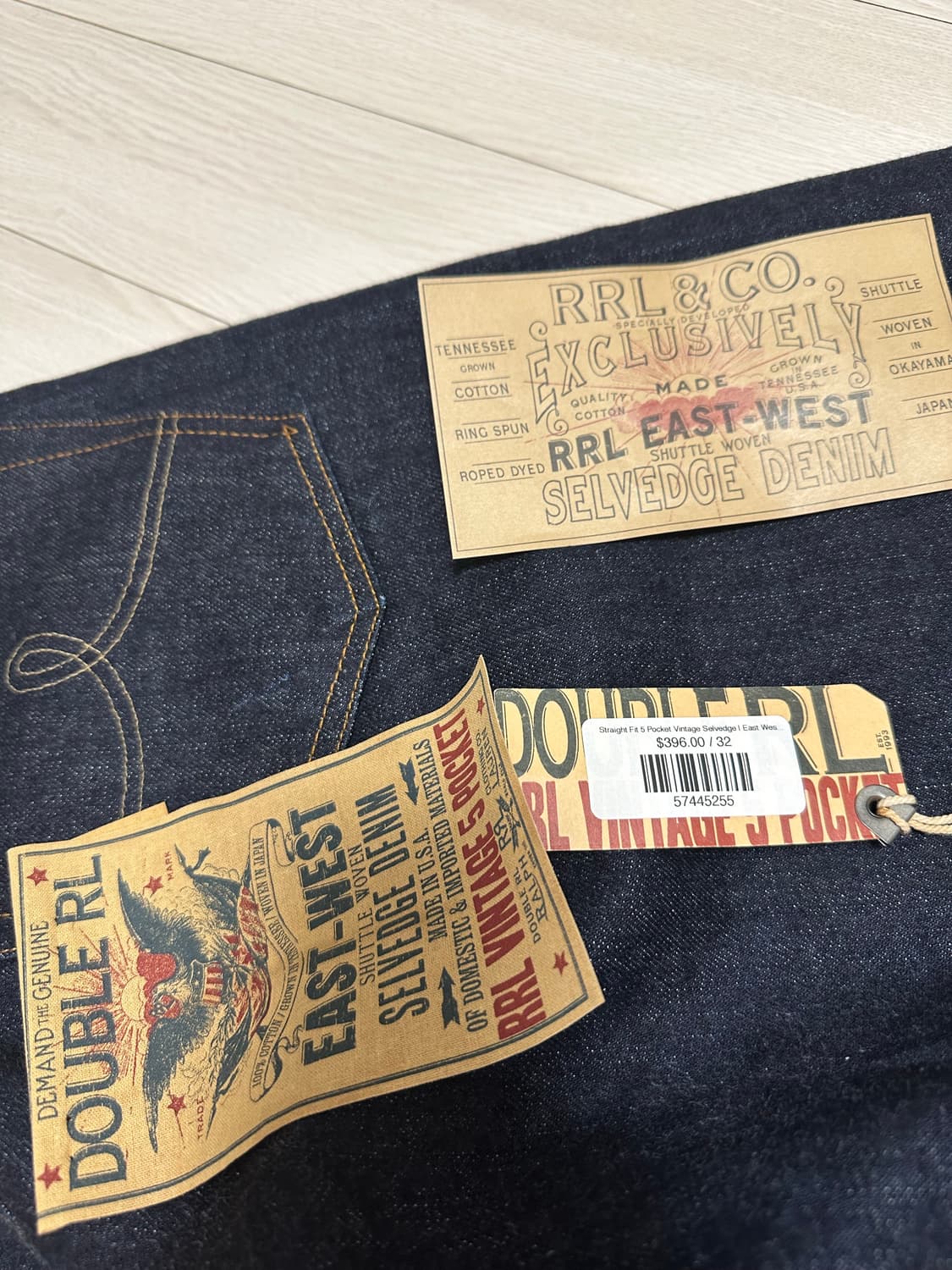 rrl 더블알엘 빈티지파이브포켓 빈파포 생지 데님청바지32x32 팝니다 상품이미지3