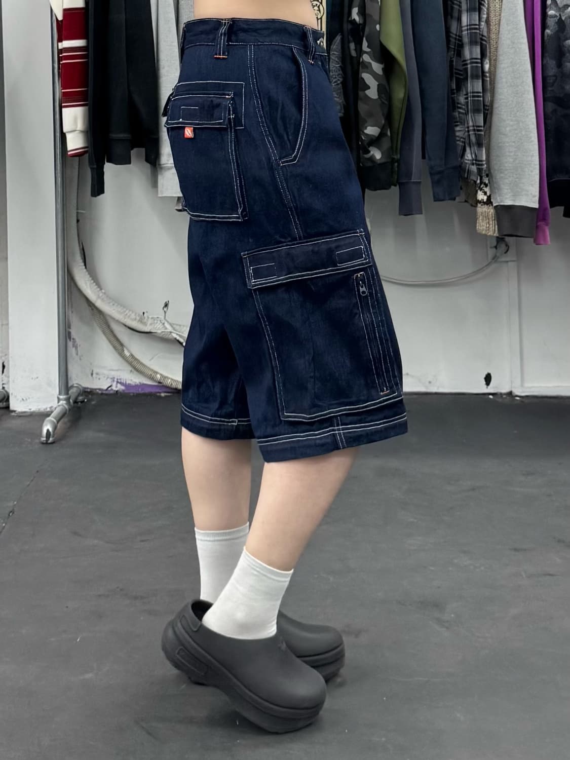 VTG 스티치 데님 카고 반바지 상품이미지2