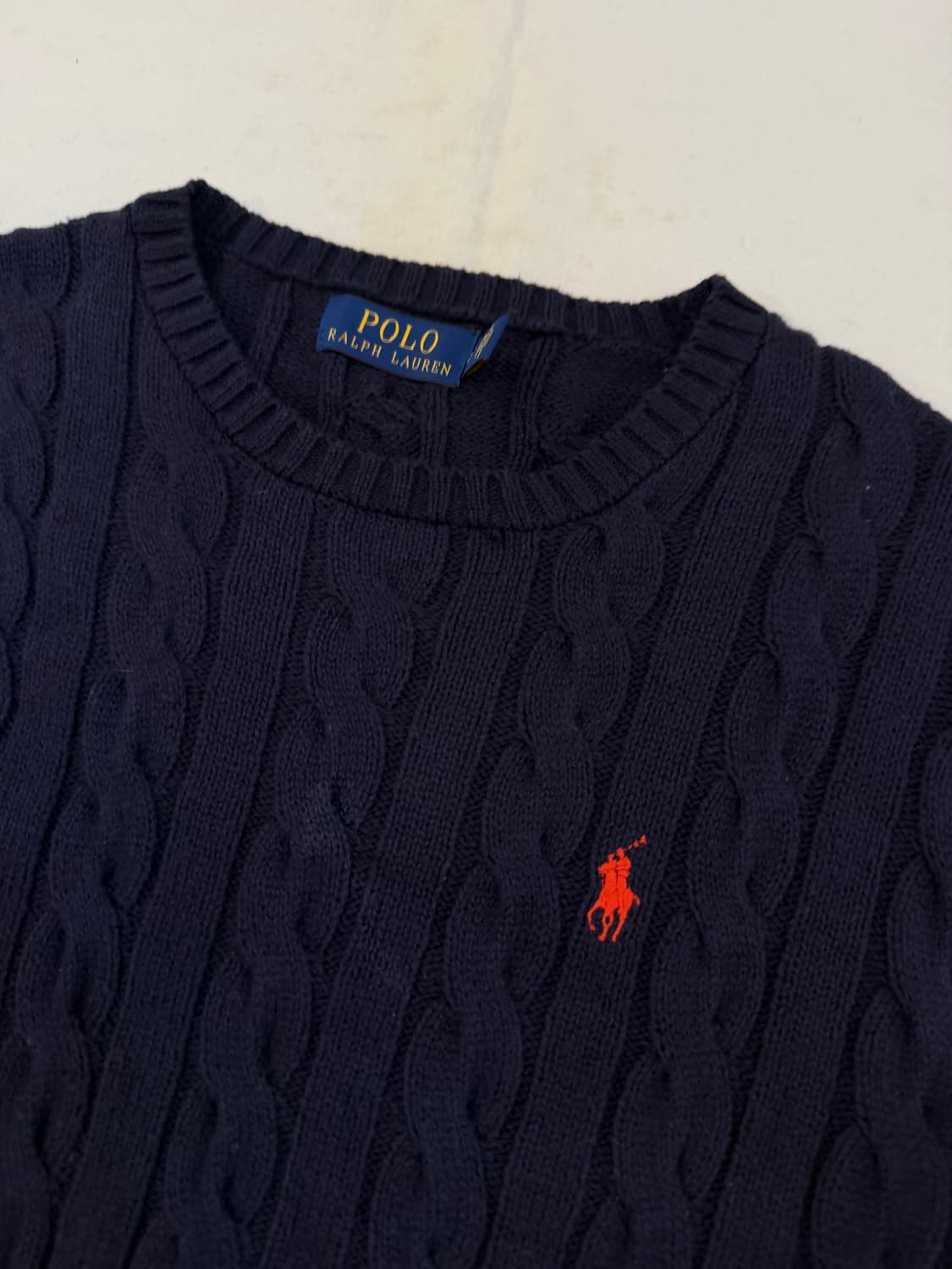 폴로 랄프로렌 신형 꽈배기 케이블 코튼 니트 네이비 상품이미지2