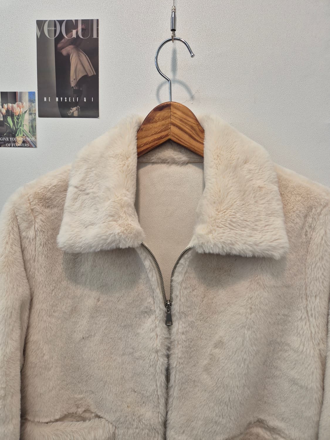 아이보리색 퍼 숏 자켓 free 상품이미지2