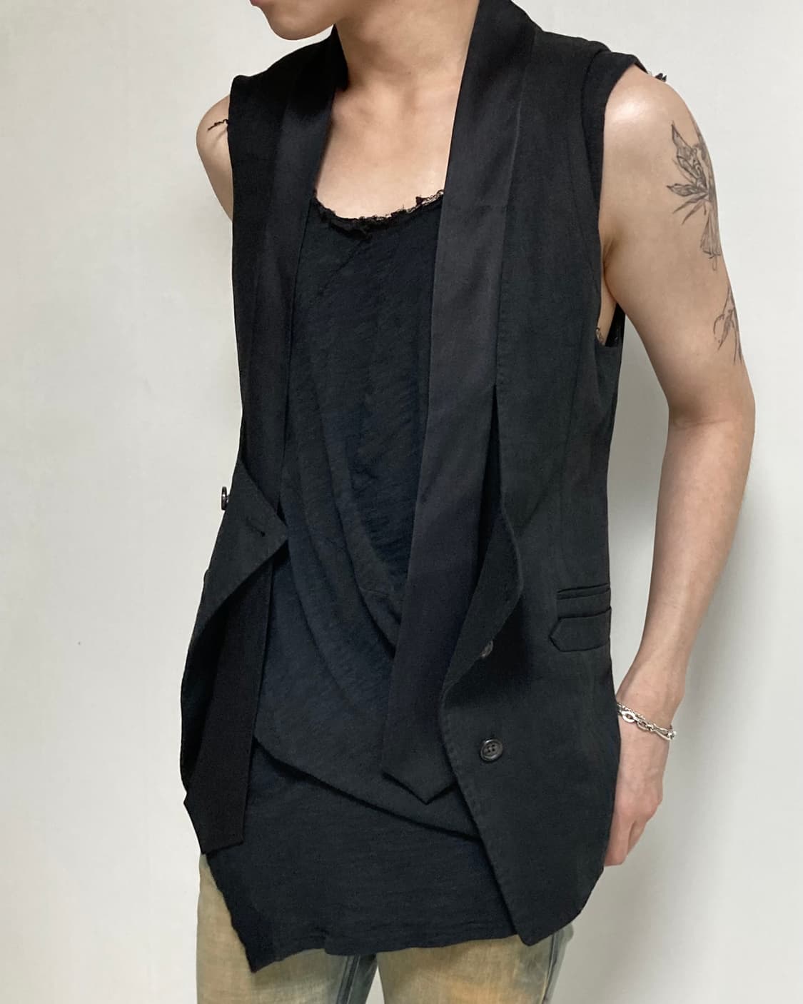 Obzee Long Tail Double-Breasted Vest 상품이미지1