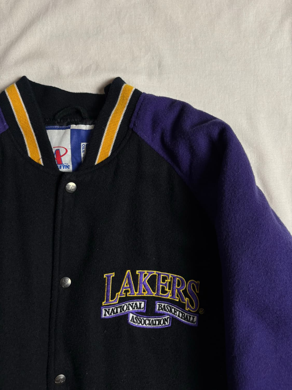 90's NBA 로고 LA 레이커스 바시티 자켓 L 상품이미지4