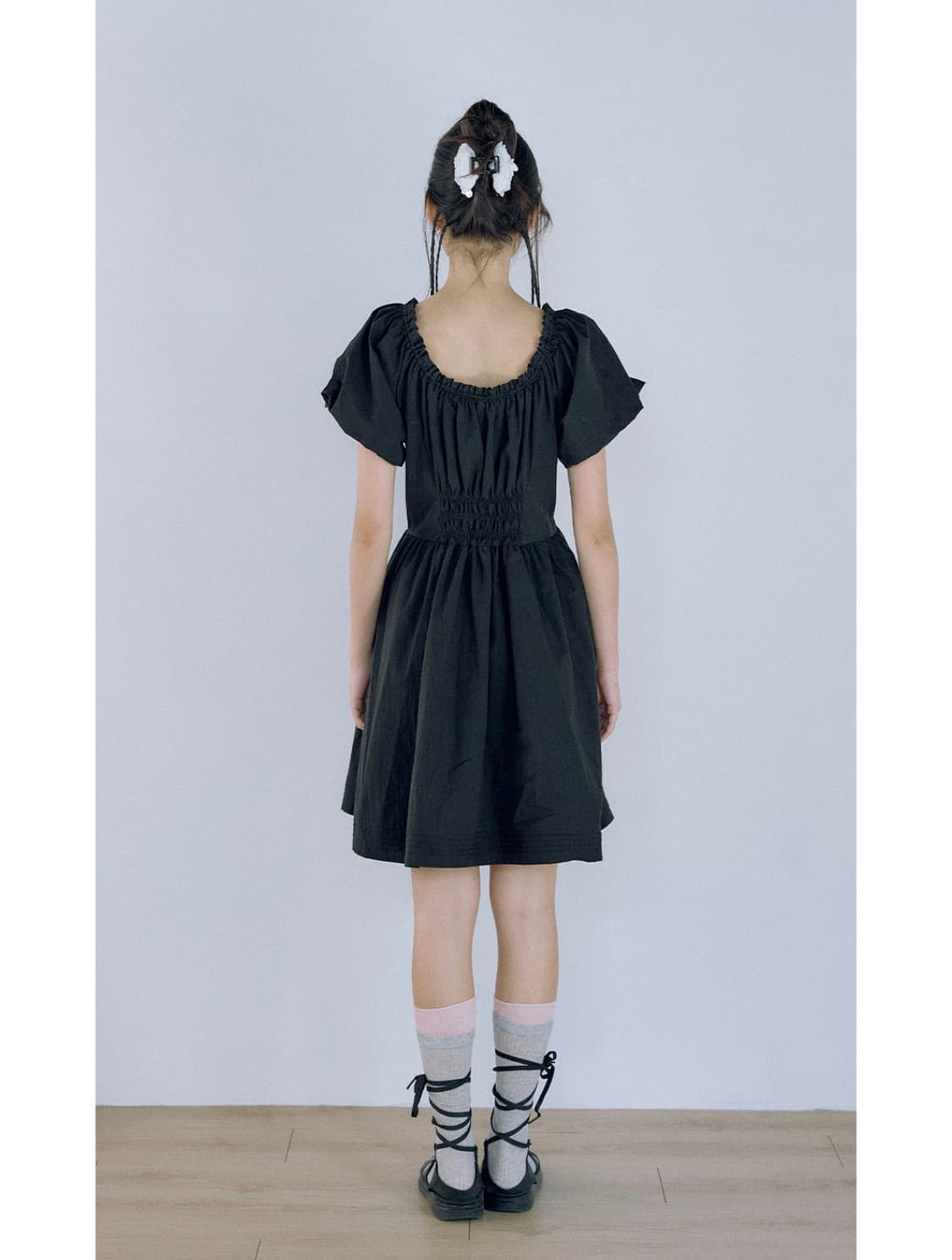 호쿠스포쿠스 Washer Puff Dress 블랙 상품이미지2