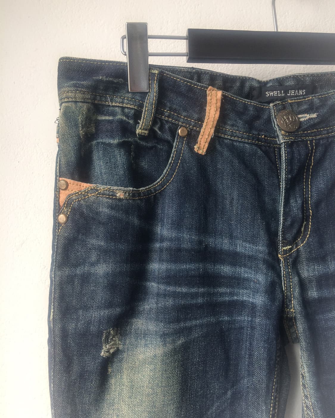 Back pocket button point washing denim p 상품이미지6