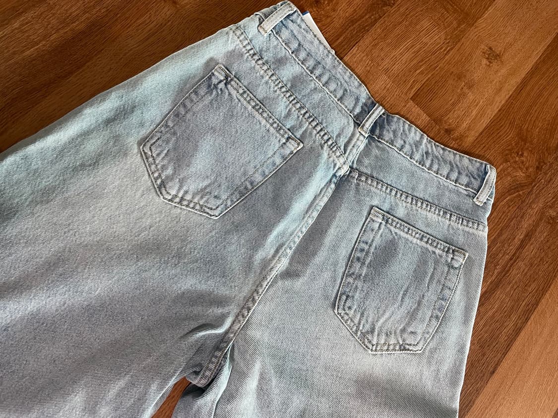 [새상품] 여자 연청 데님 팬츠 여름 바지 배기핏 L사이즈 상품이미지4