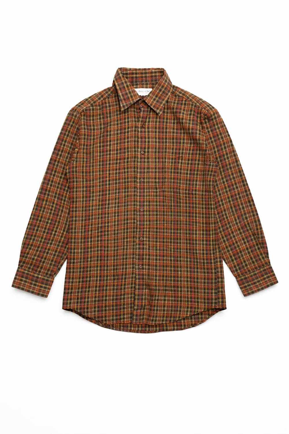 JPN 90s~00s 일본 빈티지 y2k 아메카지 올리브 브라운 체크셔츠 상품이미지1