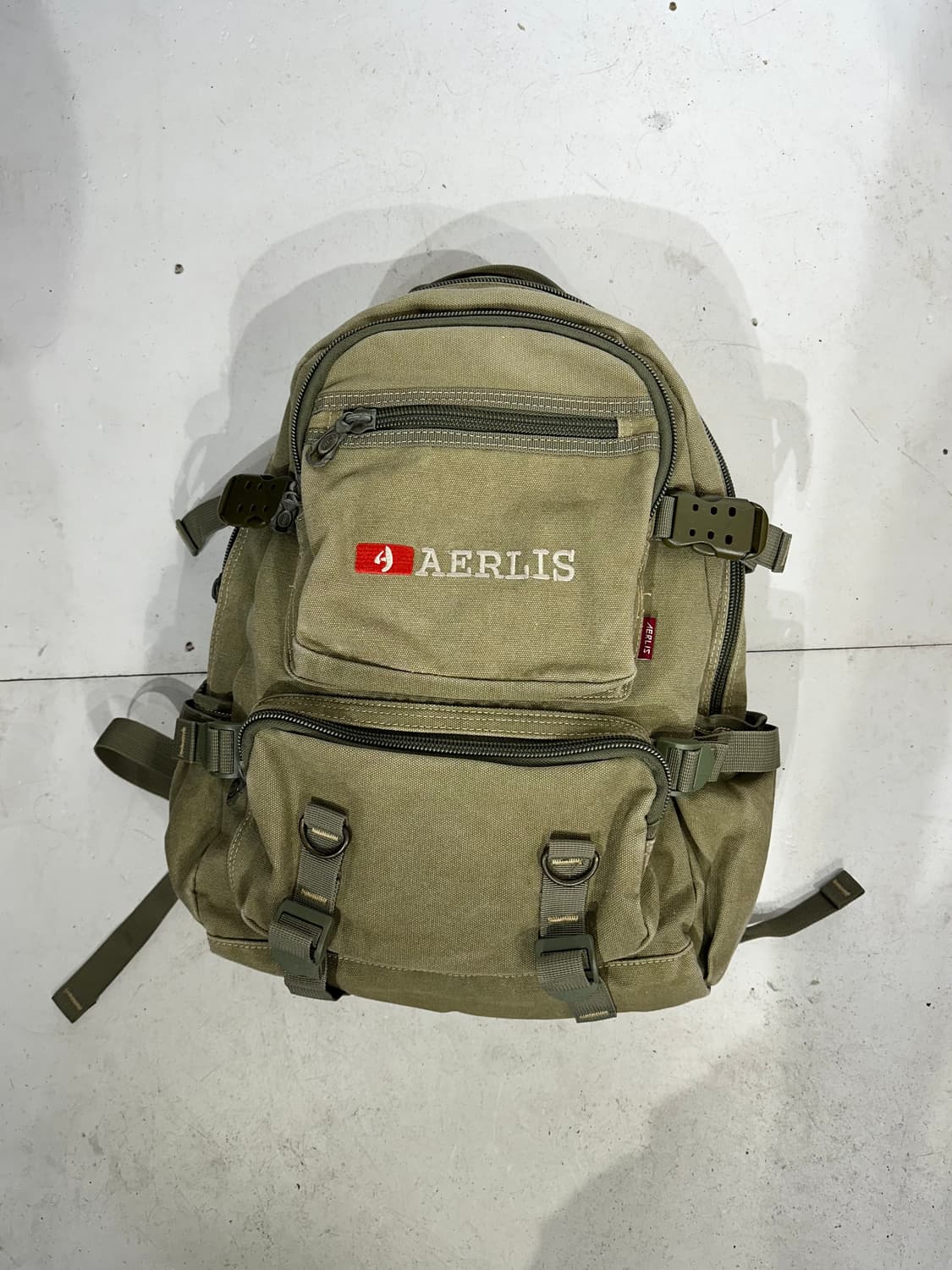 일본 빈티지 90s AERLIS 밀리터리 카키 백팩 가방  상품이미지4