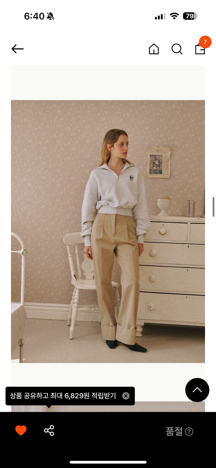 론론 하프집업 스웻 셔츠 그레이 상품이미지2