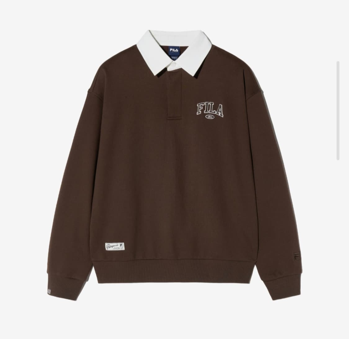 휠라 초코맛 럭비 맨투맨/브라운/강민경,한소희착용 상품이미지3